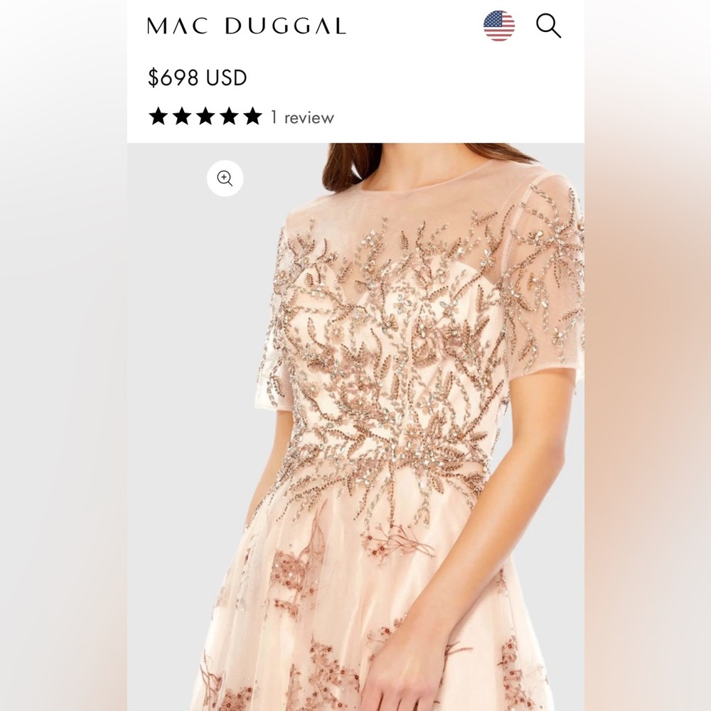 NWT MAC DUGGAL SZ 16 CHAMPAGNE/PINK Embellished Illusion Enchanting Gown #79317 - Picture 10 of 13